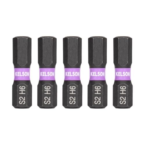 Image of KELSON 5pcs 6mm Hex 25mm H6 Impact Rated Screwdriver Bits 1/4" Universal