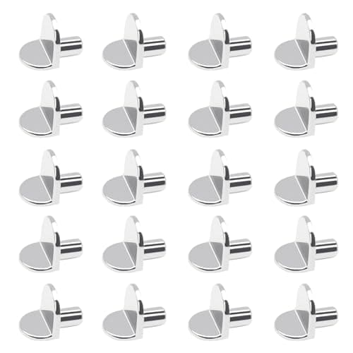 Image of Desenda 20pcs 5mm Shelf Support Pegs L Shape Solid Metal Furniture Shelf Bracket Pegs Pins for Kitchen Cabinet Bookcase Closet Wardrobe Cupboard Wood Glass Shelves Supports - Silver