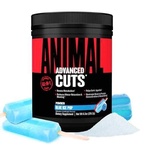 Image of ANIMAL Cuts Powder Blue Ice Pop – All-in-One Formula with Over 4,000 mg of Active Ingredients per Serving, incl. Caffeine – Thermogenic Supplement to aid Weight Loss – 42 Servings