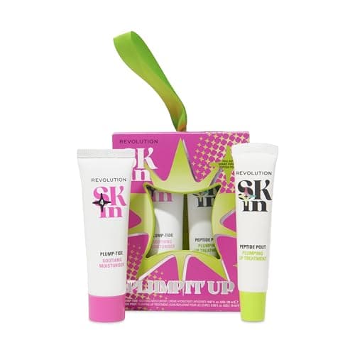 Image of Revolution Skin Plump It Up Gift Set, Features Plump-Tide Moisturiser & Peptide Pout Lip Balm, Travel-Size, Vegan & Cruelty-Free