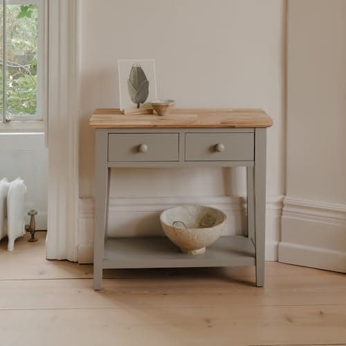 Image of Statement Furniture Florence Small Console Table, 2 Drawers, Bottom Shelf | W82.5cm x H76cm x D32.5cm, Compact Slim Hallway Table with Drawers for Entryway Living Room (grey)