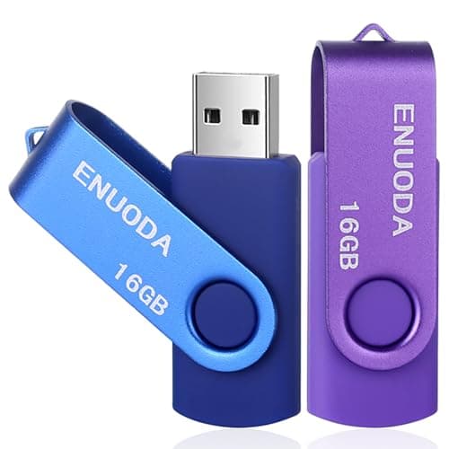 Image of ENUODA 16GB USB Stick 2 Pack USB 2.0 Flash Drive Swivel Design Pen Drive Memory Stick Thumb Drive for Data Storage (Purple Blue)