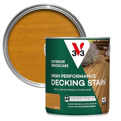Image of V33 High Performance Decking Stain - Long-Lasting Weather Protection - UV-Resistant - Anti-Slip - Biosourced Formula - Light Oak 2.5 litres