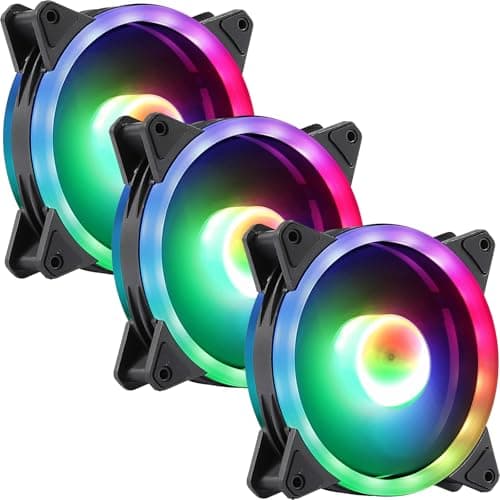 Image of JUSTOP 3 pcs Pack 120MM Red LED PC Case Fans, Low Noise High Airflow Cooling Fan, With 3-Pin Or 4-Pin Molex Connectors (RGB)