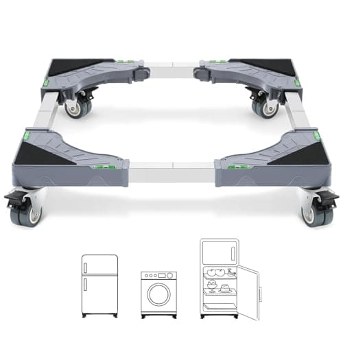 Image of W B D WEIBIDA Adjustable Appliance Dolly Cart with 4 Locking Wheels, Small Furniture Mover Mobile Base Adjustable form 16” to 24-3/8” for Washing Machine, Dryer, Refrigerator, Max Weight 400 LBS
