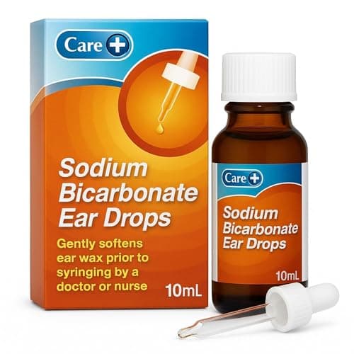 Image of Care Sodium Bicarbonate Ear Drops, Simple, Effective and Gentle, Softens Ear Wax, Suitable from Children 1+ Years Old, Dropper Included, 10ml Drops