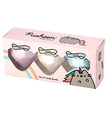 Image of Puckator Set of 3 Pusheen The Cat Bath Bombs - Fruity Scents - Birthday Gifts for Mum or Her - Gifts for Girls - Bath Bomb for Women - Spiritual Self Care Gifts for Women Bathbombs Bath Accessories