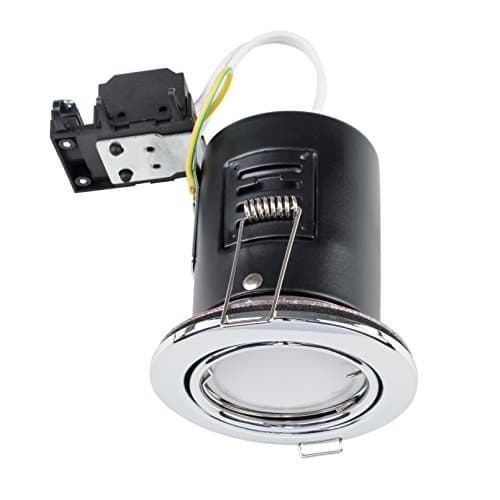 Image of MiniSun | Fire Rated Polished Chrome Tiltable GU10 Recessed Ceiling Downlights | Ceiling Spots, Home Décor & Improvement Essential | Mains Wired
