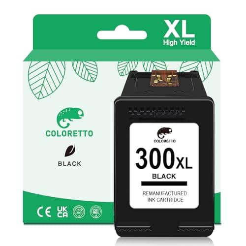 Image of COLORETTO 300XL Black Printer Ink Cartridge Replacement for HP 300 XL Compatible with HP ENVY 100 110 120 Deskjet D2660 D5560 F2480 F4280 F4580 PhotoSmart C4600 C4680 C4780 High Yield