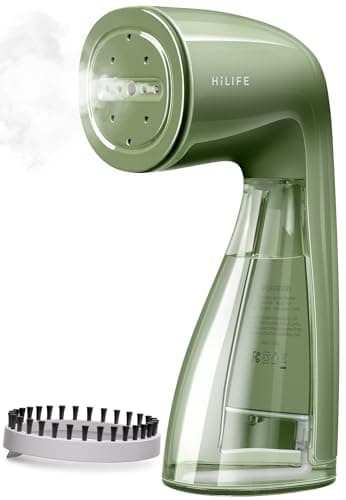 Image of HiLIFE Steamer for Clothes, 1100W Clothes Steamer with Large 300ml Tank, Handheld Clothing Steamer, Fabric Wrinkle Remover, Portable & Compact Travel Size Garment Steamer ONLY FOR 120V (Green)