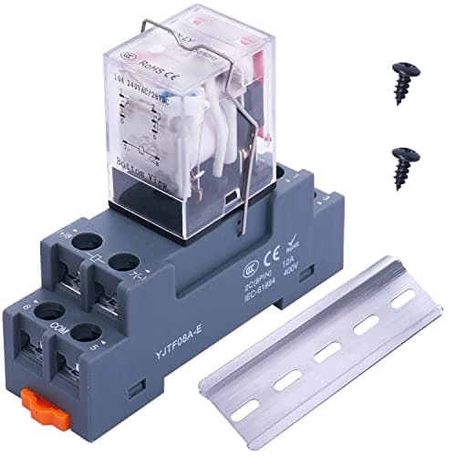 Image of Taiss/DC 12V LED indicator Electromagnetic Coil Relay 8 Pins 10A DPDT 2NO+2NC with Socket Base、DIN Rail Aluminum、screw YJ2N-LY DC 12V