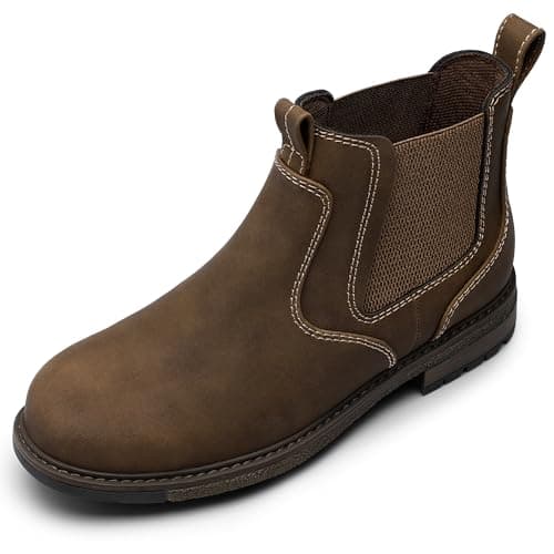 Image of festooning Mens Chelsea Boots Casual Classic Comfy Slip On Ankle Waterproof Mens Boots Brown 9.5