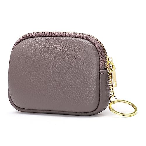 Image of SENDEFN Mini Coin Purse Soft Leather Small Coin Pouch Purses Women Zipper Pocket with Key Ring