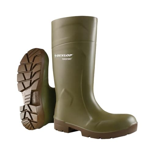 Image of DUNLOP Purofort FoodPRO - Unisex Multigrip Safety Waterproof Work Boots, Green, Antistatic and Slip-Resistant Wellies with Steel Toecap for Outdoor and Food Processing Industry - EU48, UK13