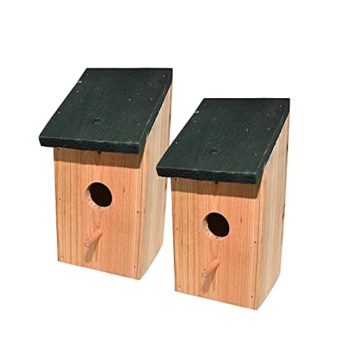 Image of Ram© 2 X Wooden Wood Bird Nesting Box Nest Bird House Small Birds Blue Tit Robin Sparrow Bird House Feeder