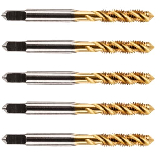 Image of Pack of 5 Rennie Tools - M6 x 1.0 Spiral Flute Tap HSS M2 Titanium (TiN) Coated 6mm Thread. Metric Hand/Machine Screw Tap Metric Coarse. for Tapping Blind Holes.