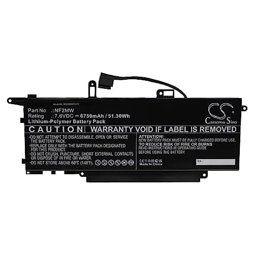 Image of vhbw Battery Replacement for Dell NF2MW for Laptop (6,750mAh, 7.6V, Li-Polymer)