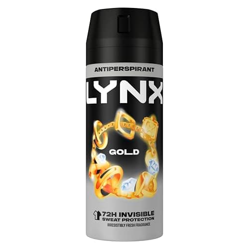 Image of Lynx Gold Anti-Perspirant Aerosol Men's Deodorant Spray with ProScent technology and an oud wood & fresh vanilla scent for 72 hours protection against odour and wetness 6x 150 ml