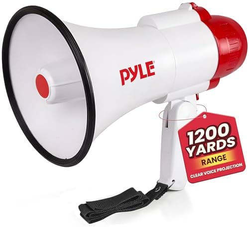 Image of Pyle 30W Megaphone Speaker with Microphone, Loud Bullhorn Megaphones with Siren & Adjustable Volume, Loud Hailer Mega phone, Indoor/Outdoor Use, Perfect for Sports, Police, Safety Drills, Kids & More
