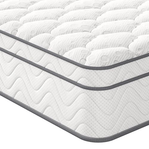 Image of Vesgantti Double Mattress, 10.3 Inch Hybrid Mattress 4FT6 with Breathable Foam and Individually Pocket Spring - Medium Firm, Classic Box Top Collection(135x190x26cm)