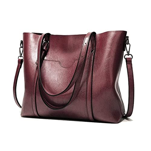 Image of Aileese Womens Handbags Soft Leather Large Capacity Retro Vintage Top-Handle Casual Pocket Tote Shoulder Cross-Body Bags Coffee