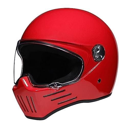 Image of Woljay Vintage Full Face Motorcycle Helmet Helmets Jet Moto Cruiser Scooter Unisex Adult DOT Approved (Red,Large)