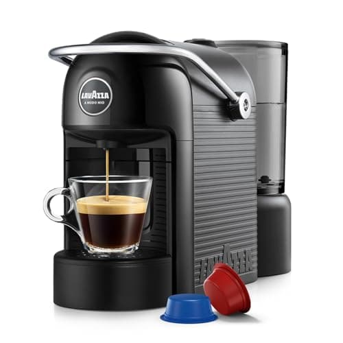 Image of Lavazza, A Modo Mio Jolie EVO, Coffee Capsule Machine, Made from 36% Recycled Plastic, Compatible with A Modo Mio Pods, with Removable Cup Rest, Automatic Shut-Off, 1250 W, 220–240 V, 50–60 Hz, Black