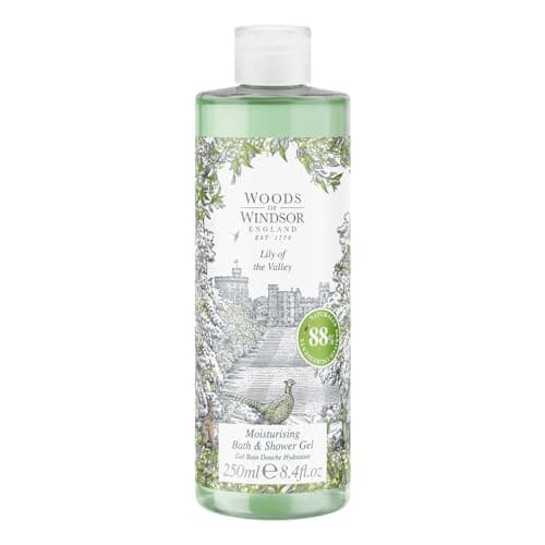 Image of Woods of Windsor Lily of the Valley Bath and Shower Gel, Womens Shower Gel with Geranium and Citrus Notes, Moisturising Body Wash for Women with Vitamin E, Lily of the Valley Scent 250ml