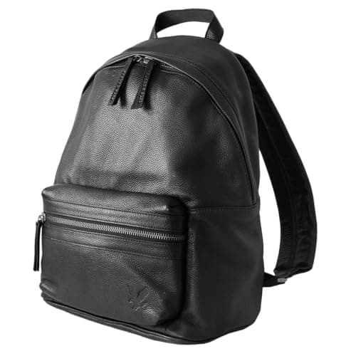 Image of Lyle & Scott Unisex Leather Backpack Rucksack - Jet Black - One Size