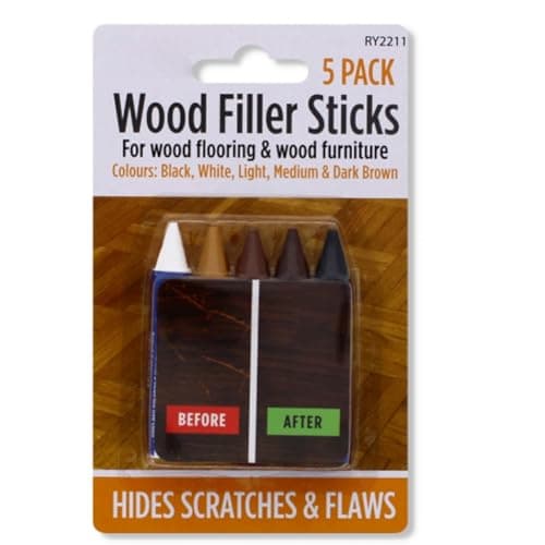 Image of Wood Filler Sticks Wax Touch Up Repair Wood Scratch Cover of Assorted Color for Stains Scratches Floors Tables Desks Carpenters Touch Ups and Cover Ups (Pack of 5) (Wax)