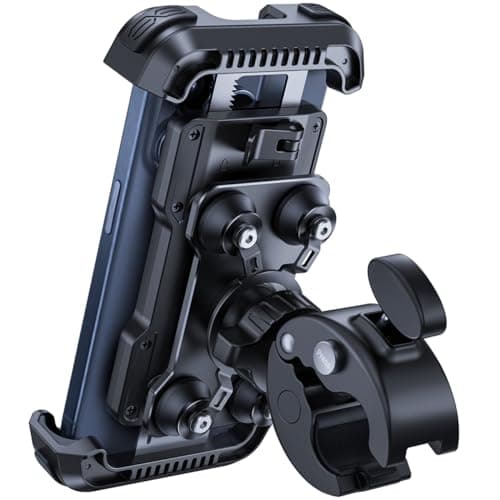 Image of Lamicall Motorbike Phone Holder [Dual Anti-Shock] - 2026 Motorcycle Phone Mount, Universal Bike Phone Holder for iPhone 17 16 15 14 13 12 11 Pro Max Plus Mini, 4.7-6.7" Phone - Black