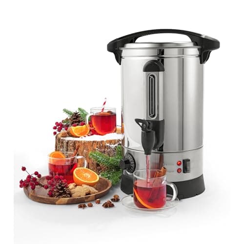 Image of Giles & Posner EK2907 Electric Hot Water Dispenser Urn – 7L Mulled Wine Urn, Tea/Coffee/Pumpkin Spice Drinks Boiler With Tap, Adjustable Temperature, Drink Warmer For Catering, Office, Parties, 1500 W