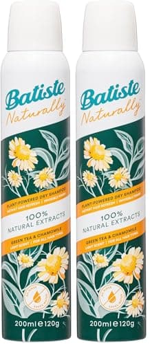 Image of Batiste Naturally Green Tea & Chamomile 200ml, No Rinse Spray to Refresh Hair in Between Washes, with 100% Natural Extracts (Pack of 2)