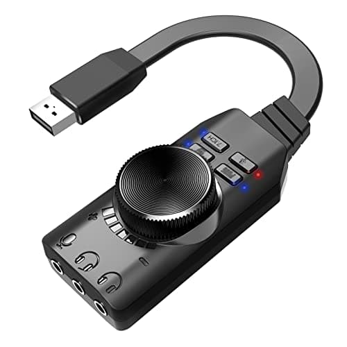 Image of SHUAIGUO GS3 USB 2.0 External Sound Card Virtual 7.1 Channel Sound Card Adapter Plug and Play with Headphone Microphone Jacks Volume Control Mute Mic Games Sound Effect Upgrade Version for Laptop