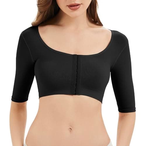Image of KSKshape Arm Shaper for Women Post Surgery Arm Lipo Compression Sleeves Front Closure Shapewear Bra Posture Corrector Tank Top,Black,XL