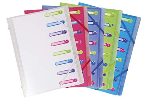Image of Exacompta - Ref 56189E - Chromaline Collection - Multipart File with an Internal Pocket - 250 x 320mm in Size, Suitable for A4 Documents, 8 Tabbed Sections - Pack of 1, Assorted