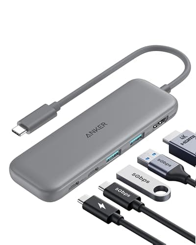 Image of Anker USB C Hub, 5-in-1 USBC to HDMI Splitter with 4K Display, 1 x Powered USB-C 5Gbps & 2×Powered USB-A 3.0 5Gbps Data Ports for MacBook Pro, MacBook Air, Dell and More (Grey)