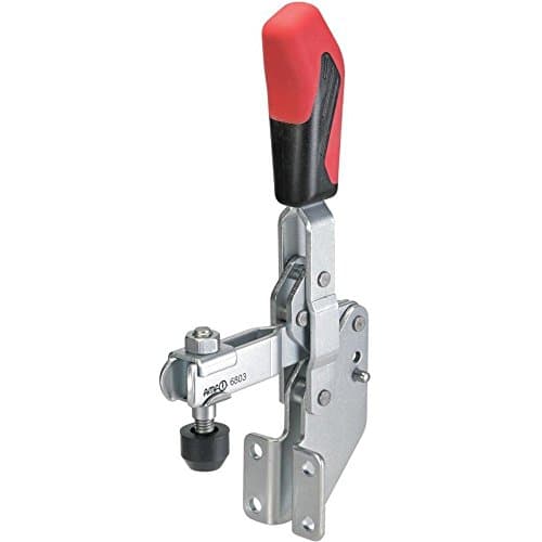 Image of AMF 90332 Vertical Acting Toggle clamp "6803", Size 3, with Angle Base, Silver/red