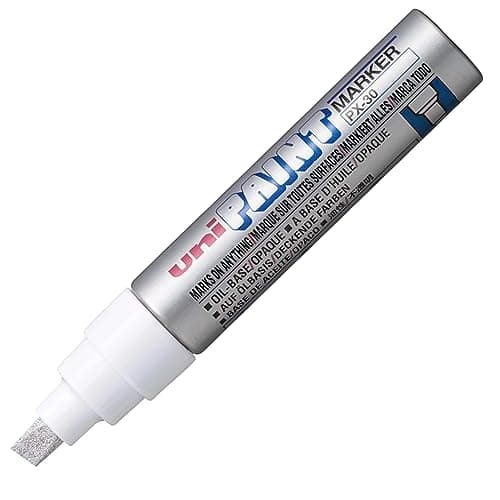 Image of Uni Coloured Broad (4-8.5mm) PX-30 Silver Oil Paint Marker Pen Metal Glass Wood Plastic Stone Outdoor Chisel Nib Tip (Pack Of 1)
