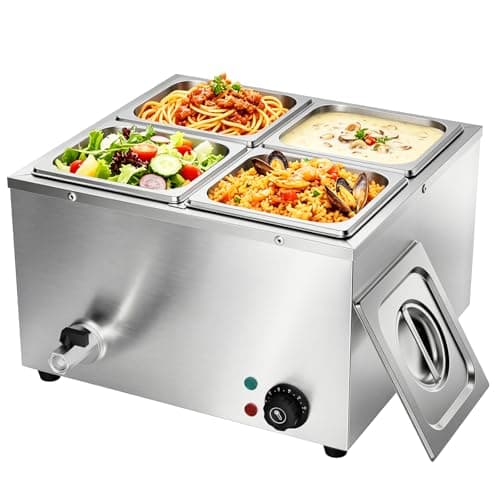 Image of TAIMIKO Bain Marie Commercial Electric Food Warmer 1500W Stainless Steel Buffet Countertop (4 Pans)