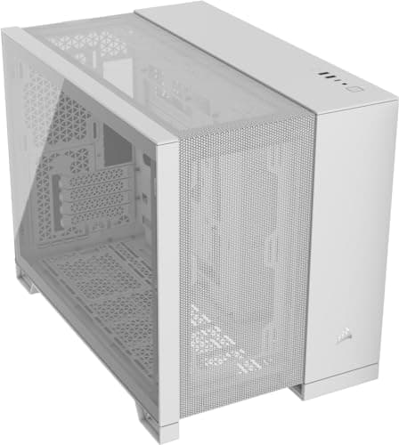 Image of CORSAIR 2500D AIRFLOW Small-Tower mATX Dual Chamber PC Case – Tempered Glass – Reverse Connection Motherboard Compatible – No Fans Included – White