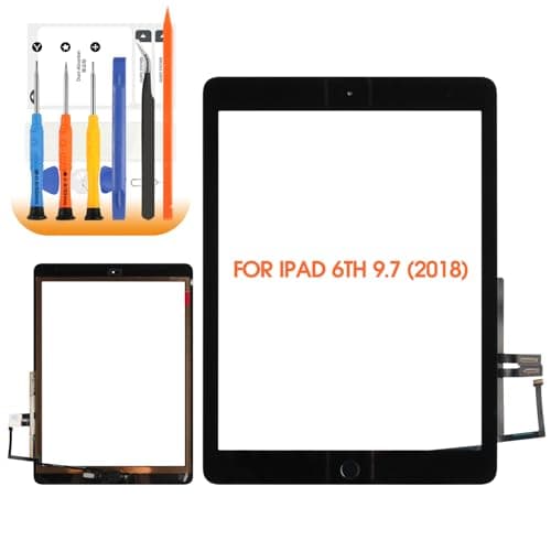 Image of Touch Screen for iPad 6 2018 Screen Replacement for iPad 6th Generation A1893 A1954 9.7 inch Touchscreen for iPad6 Digitizer Glass Panel with Repair Tools, Black With Home Button (Not LCD) (Black)