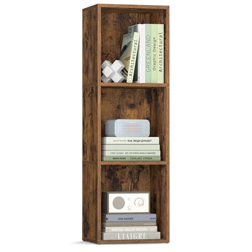 Image of VASAGLE CUSTOS Collection - Bookshelf, 3-Tier Cube Bookcase, Storage Shelving Unit, Display Shelf, Open Compartments, 24 x 30 x 94.8 cm, Living Room, Home Office, Bedroom, Rustic Brown LBC433K01
