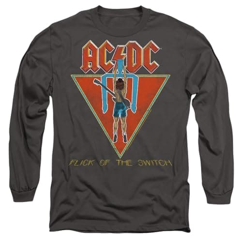Image of AC/DC Flick of The Switch Mens Long Sleeve T Shirt, Charcoal, Medium