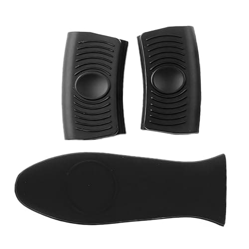 Image of DOETYD 3 Pack Silicone Pot Holder, Pan Handle Cover, Heat Resistant for Cast Iron Skillets, Frying Pans, Griddles(Black)