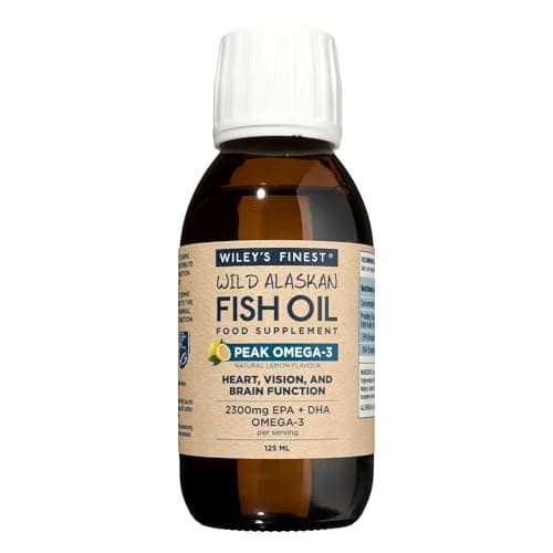 Image of Wiley’s Finest Wild Alaskan Fish Oil Peak Omega-3 Liquid Supplement - 2300mg EPA and DHA Omega-3s - Lemon Flavor - 4.23 Oz (25 Servings)