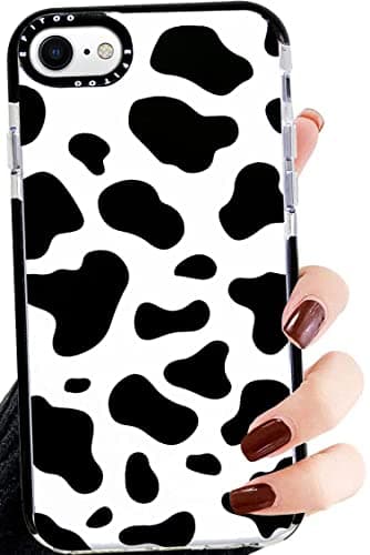 Image of Efitoo for iPhone SE 2022/2020/7/8/6/6S Case Cow Spots Print Pattern Cute Clear with Animal Design Flexible Soft TPU Silicone Woman Girls Shockproof Protective Aesthetic Phone Cover