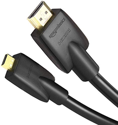Image of Amazon Basics high-speed micro HDMI A cable to HDMI D, latest standard, 1.83 m, Black