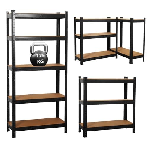 Image of Garage Shelving Units,5 Tier Shelving Unit Garage Shelves Storage Shelf Heavy Duty Shed Storage Racking Shelf Metal Boltless for Warehouse Workshop Office (Black, 70X30X150)