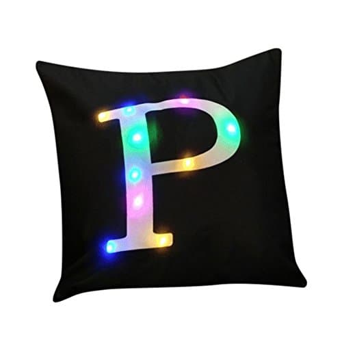 Image of ZUODU Creative LED Colorful Flashing Velvet Letter Cushion Cover Pillow Cover Bar Party Festival Gift Use 18”x18” or 45cm x 45cm 1pc